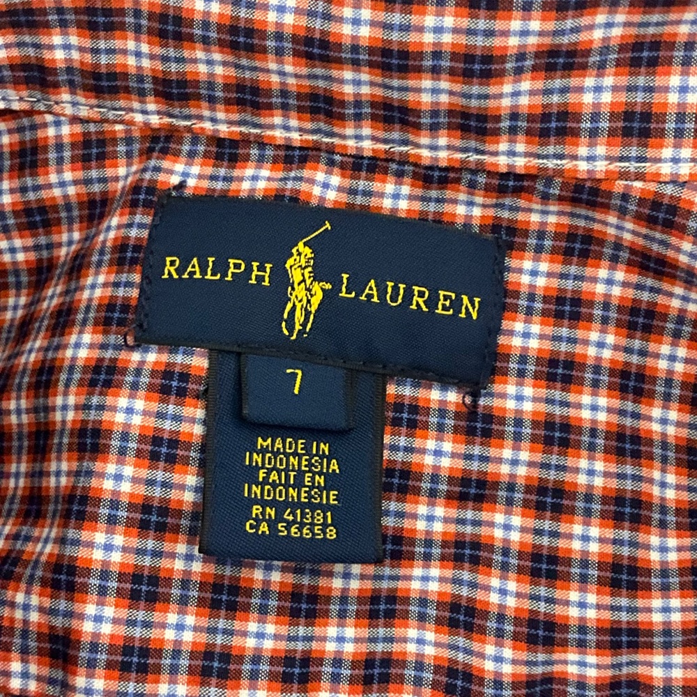 Polo Ralph Lauren Boys Plaid Button Down Shirt Red Blue White Cotton Size 7 - Picture 4 of 6